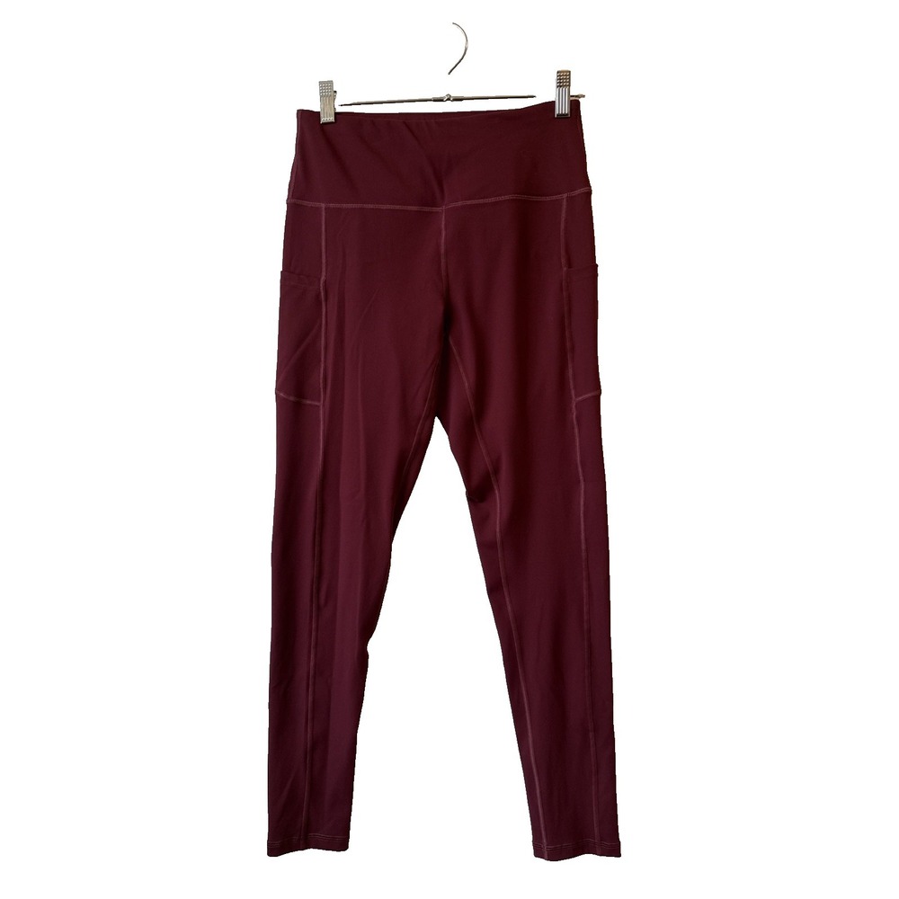 Iuga NWOT High Waisted Ankle Pocket Athletic Leggings M Burgundy Workout Gym